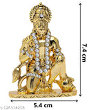 Golden Hanuman Idol (Model-50), Indian temple-style home decor, 5.5cmx1.5cmx7.4cm statue for car dashboard or office table showpiece