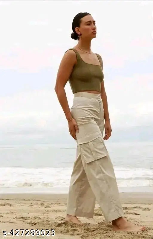 Solid formal Korean Straight Fit Bell Bottom Cotton Lycra Trousers - High-waisted, stretchable, wide leg, bootcut for women & girls - Officewear, daily wear