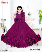 Purple WEARBLISS embellished net gown for girls, perfect for parties and celebrations