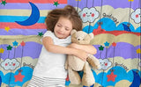 Microfiber multicolor kids bedsheet & pillow cover (90x90 inch, double), ultra-soft with cartoon design, breathable and perfect for summer nights, made in India