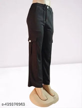 Black cotton lycra women's cargo trouser for style and comfort