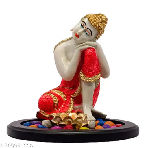Multicolor polyresin Buddha statue, 15cm x 15cm x 20cm, perfect for home decor, living room, or gift. Premium quality handcrafted figurine from India