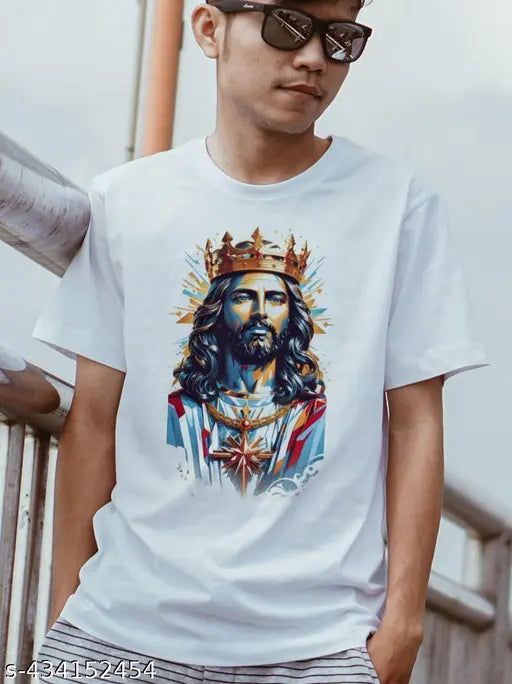 Men's printed polycotton round neck half sleeve t-shirt, ultra soft, comfortable, lightweight