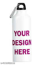 Water bottle photo print, 750ml white aluminum kids' product on table, BIS/ISI certified leak-proof