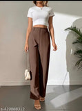 Brown viscose rayon women's trouser solid pattern, size S from India