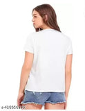 Printed cotton half sleeve t-shirt, stylish trendy design for women & girls, India origin