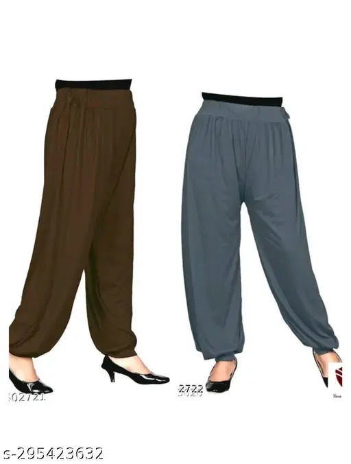 Afghani Harem Pants Girls Plain Colour Lycra Above-Knee Combo Pack of 2 - Traditional Afghan salwar pajama set in versatile size range for casual wear or unique fashion statement