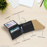 Solid artificial leather TnW Men's Wallet Extra Flap, featuring 2 compartments, matte finish, made in India