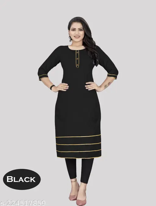 Multiple color Rayon fusion kurta with lace border, ideal for casual or special occasions