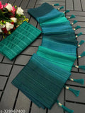 Multicolor striped Georgette saree with Banarasi silk blouse, Bollywood style, new trending design