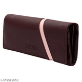 Faux leather women's casual clutch purse, solid net pattern, 3 compartments, free size (8in x 4in), Indian origin