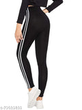 Striped cotton lycra yoga tights for women, combopack of 2 - Comfortable and stylish workout gear for girls (Sizes: 28, 30, 32; Made in India)