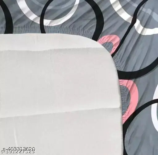 Platinum printed glace cotton double king size bedsheet with elastic fit and 2 pillow covers, ideal for summer