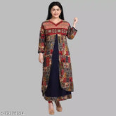 Plus size A-line rayon kurta, printed combo, long sleeves, up to 9XL, India