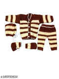Wool striped baby winter set (sweater, pyjama, cap, booties), warm and soft for boys and girls aged 0-4 months