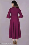 Purple rayon anar kali kurti, popular Indian traditional maxi dress with short sleeves, available in sizes S-XXL