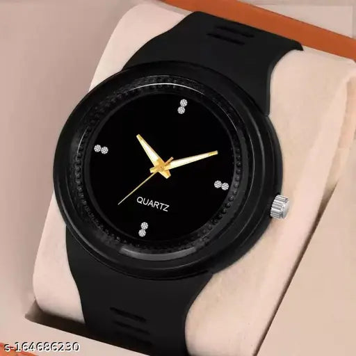Black Ediko cotton baseball cap combo with silicone strap and casual analog watch for men & boys on display stand