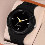 Black Ediko cotton baseball cap combo with silicone strap and casual analog watch for men & boys on display stand