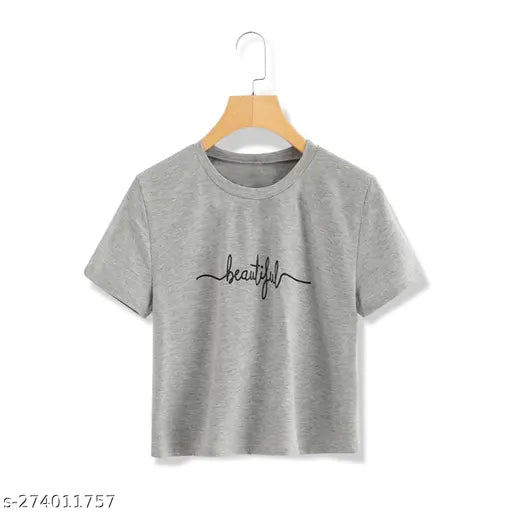 Printed cotton blend crop top for women and girls with short sleeves, featuring vibrant designs. Made in India