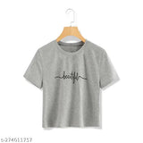 Printed cotton blend crop top for women and girls with short sleeves, featuring vibrant designs. Made in India