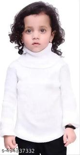 Woolen high neck full sleeves sweatshirt in solid colors - ultra-warm inner sweater for kids, perfect for chilly days