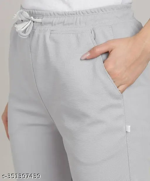 Cotton blend multicolor solid grey black women's workout track pants, pack of 2 in various sizes