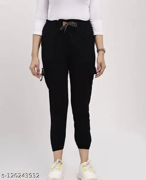 Trendy stylish cotton cargo jeans for women & girls, solid net, size 28/30 (waist 28/30, length 33 in), made in India