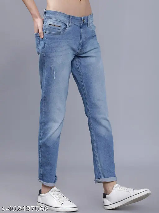 Slim dark blue cotton jeans for men by The Indian Garage Co. - India