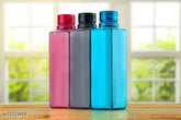 Multicolor Spandan Square Shape Premium Water Bottle Set (1000ml) for Home/Office/Gym/Travel - BPA-free, durable plastic