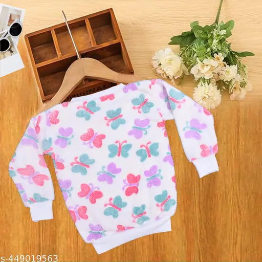 Wool SweaterButterFLY with printed net butterfly pattern, long sleeves for kids aged 12 months to 7 years. Made in India