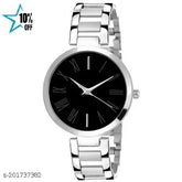 Stylish silver stainless steel analog watch with orange dial and quartz movement - ideal gift for girls & women, free size, water-resistant to 30 meters, made in India