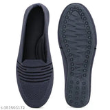 Grey PU ballerinas with textured pattern, slip-on style for women & girls - comfortable, washable, and lightweight Aaska footwear