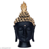 ArtofDot black resin Buddha head figurine, 2.5x6x2.5 inch statue from India