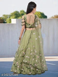 Women's silk heavy net semi-stitched embroidery Lehenga Choli with Dupatta Set, pure net material, Indian festival wear