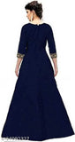 Blue silk embroidered KD Jari gown, free size with 52-inch length, Indian origin, high-quality embroidered dupatta included