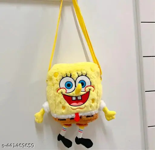 Cute fur sling bag Spongebob, printed net design, premium quality, soft fabric, great gift for girls and kids