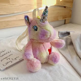 Unicorn plush fancy backpack for girls - soft fabric net bag with adorable design and adjustable straps
