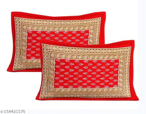 Cotton double bedsheet with Rajasthani Jaipuri print, superfine quality, vibrant ethnic motifs. Made in India, ideal for summer, adult-friendly." (125 characters)