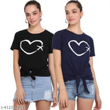 Pink cotton blend short sleeve t-shirt pack (2), trendy women's tops for summer outfits, made in India