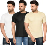 Multicolor cotton blend men's round neck t-shirt, breathable and sweat-free for casual outings