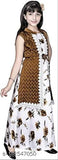 Embellished cotton blend ethnic party gown for kids, silver, sleeveless. Stylish and trendy high low dress with corsage and sheen. Perfect fit for parties, weddings, festivals like Diwali, Navratri, Dussehra, Pongal, Onam, Lohri, Eid, Christmas. Available in sizes 4-5 years to 12-13 years. Made in India