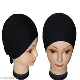 Solid cotton Indian hijab cap pack of 2 - traditional ascot head wrap under scarf for modest fashion