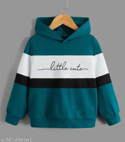 Dark green colorblocked cotton sweatshirt, full sleeve hoodie for boys aged 7-18 years, kid's comfortable clothing made in India
