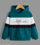 Dark green colorblocked cotton sweatshirt, full sleeve hoodie for boys aged 7-18 years, kid's comfortable clothing made in India