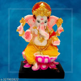 Poly Resin Indian Ganesh Idol, 8cm x 10cm x 14cm for Home or Car
