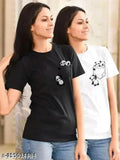 Printed cotton t-shirt set for women & girls (Pack of 2), comfortable, stylish, trendy with various designs, Indian origin