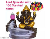 Handcrafted PMR Lord Ganesha resin Backflow Incense Holder, gold scent, 10 cm x 11 cm x 10 cm