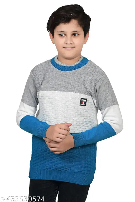 Wool self-design boys sweater, 7-8 years chest size 30 inches, stylish for kids fashion