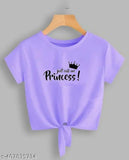 Lavender crop top for women PRINCESS printed Lycra, short sleeves, round neck, trending urban style