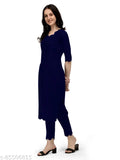 Rayon Kurta Palazzos Set - Stylish women's fashion with three-quarter sleeves, Indian origin, ideal for functions, parties, weddings